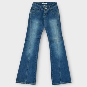 VTG GX Gwen Stefani‎ Women's Blue Denim Jeans Size 5/6 Low Rise Flare Leg Y2K